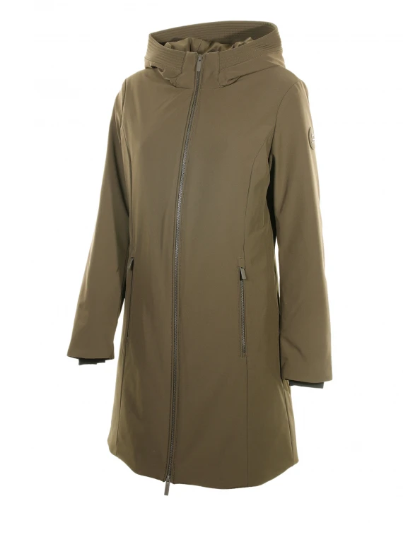 Long parka with hood and zip