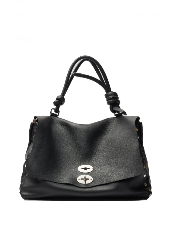 Postina Piuma Knot black leather bag