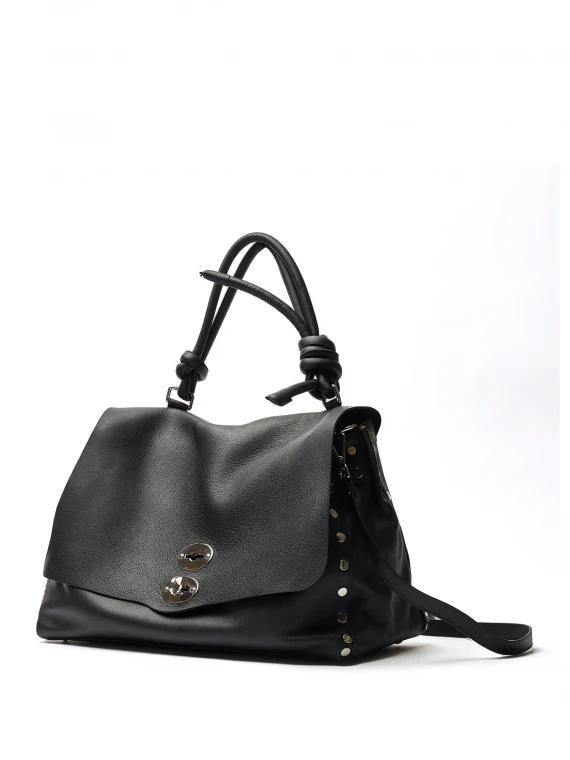 Postina Piuma Knot black leather bag