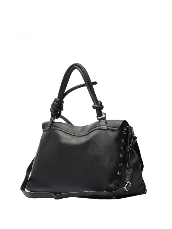 Postina Piuma Knot black leather bag