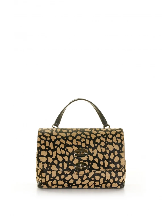 Borsa Postina S leopardata con tracolla