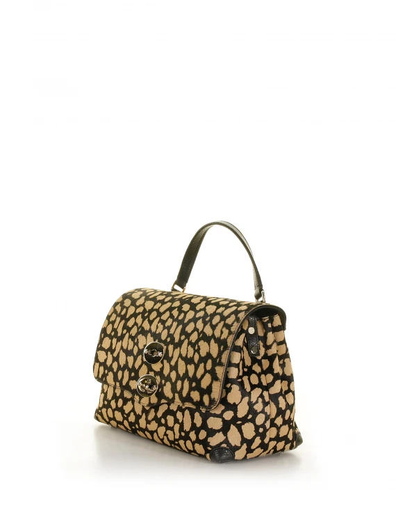 Borsa Postina S leopardata con tracolla