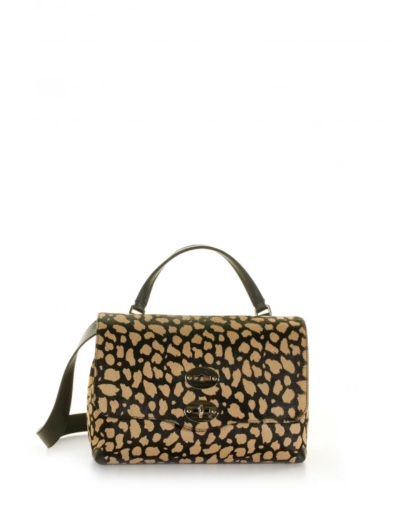 Borsa Postina S leopardata con tracolla