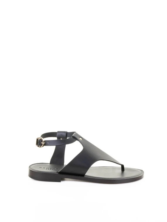 Sandalo infradito nero in pelle