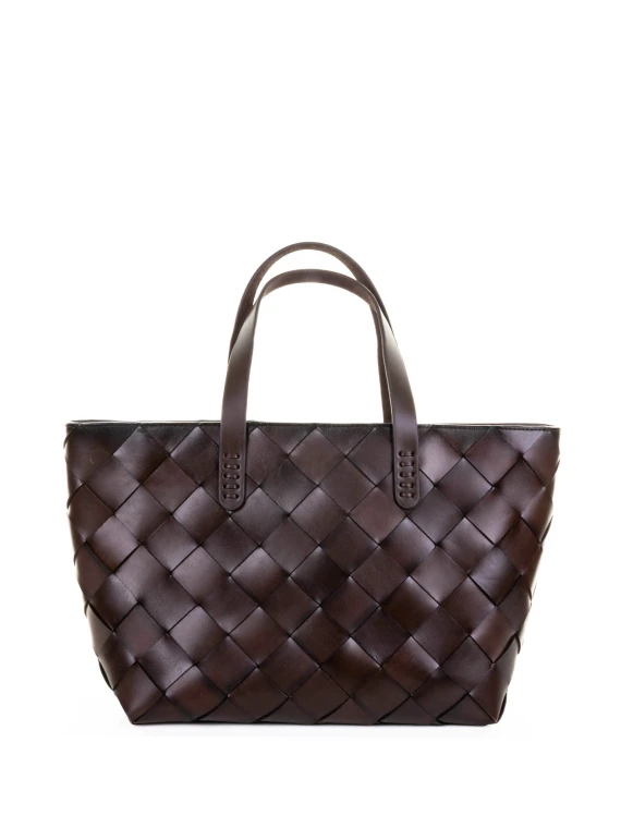 Shopping bag in pelle intrecciata