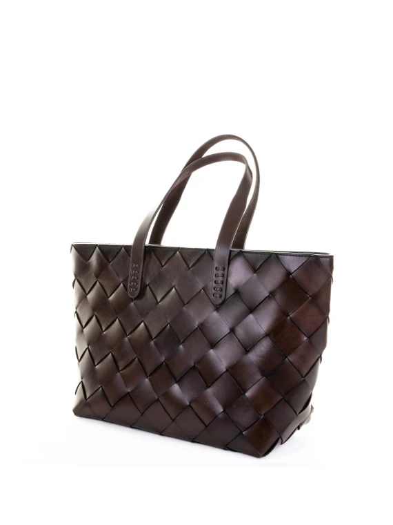 Woven Leather Shopping Bag