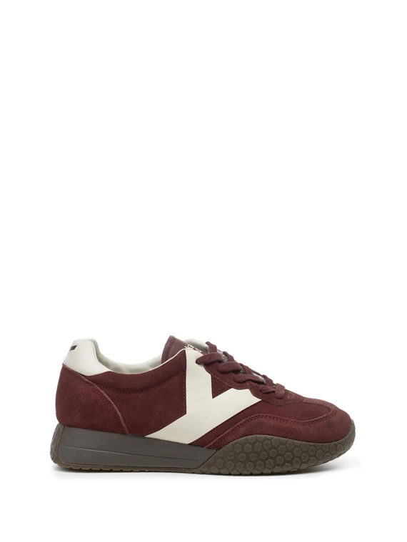 Burgundy men's suede sneakers