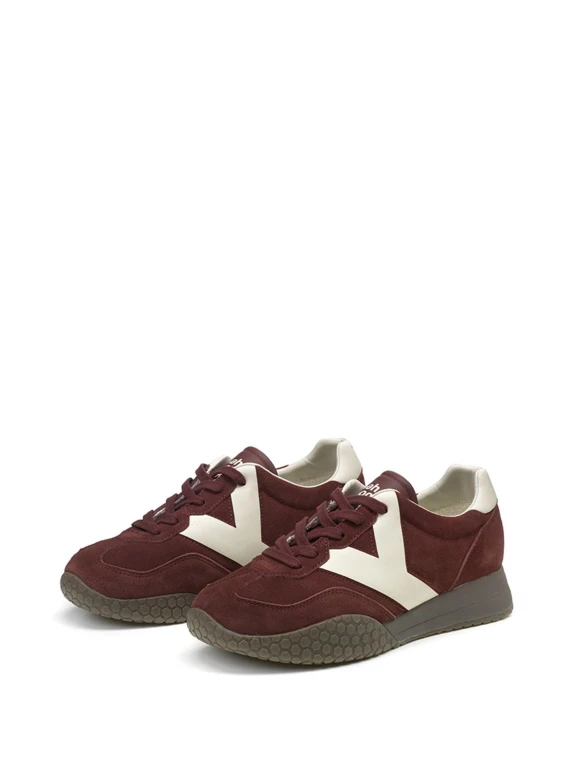 Burgundy men's suede sneakers