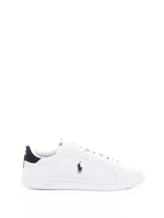 Sneaker bianca in pelle con logo navy