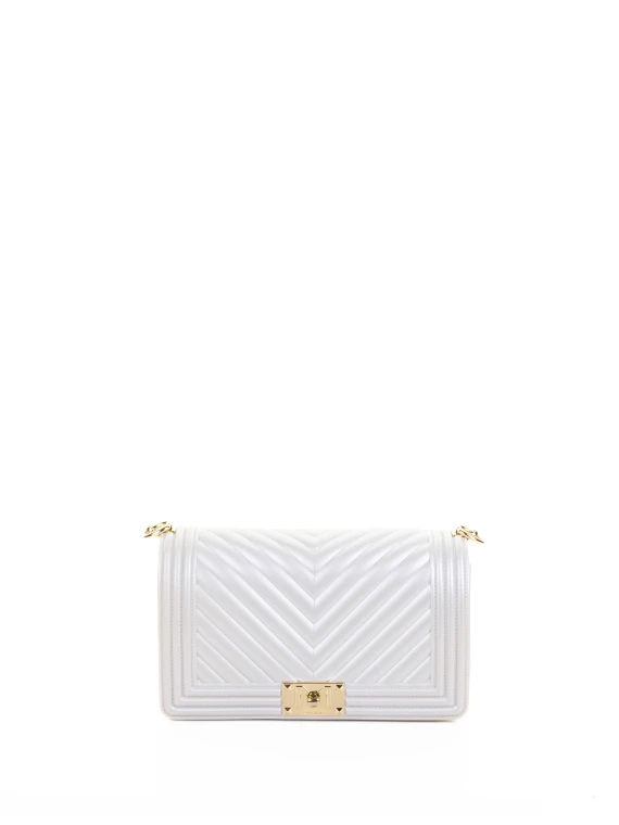 Borsa a tracolla bianco perlato in pelle