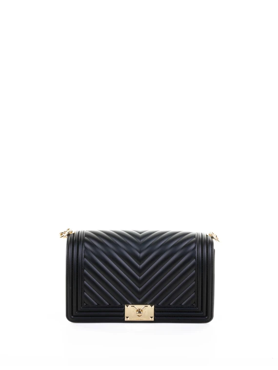 Borsa a tracolla nera in pelle