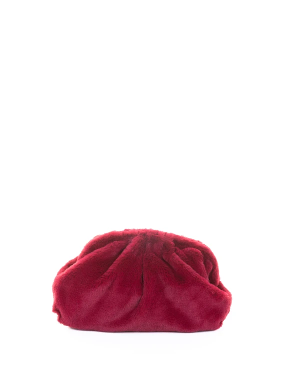 Pochette Nita Game in pelliccia sintetica bordeaux con tracolla