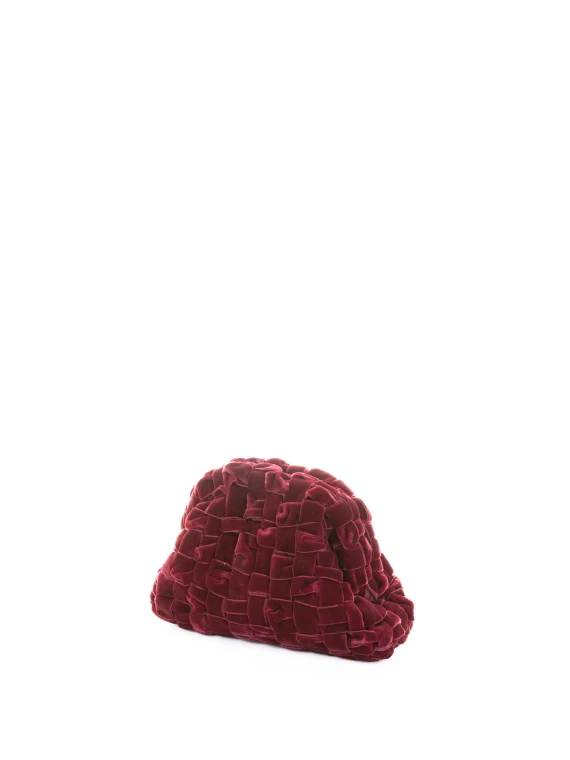 Pochette Velvet Mini Game in  velluto intrecciato bordeaux
