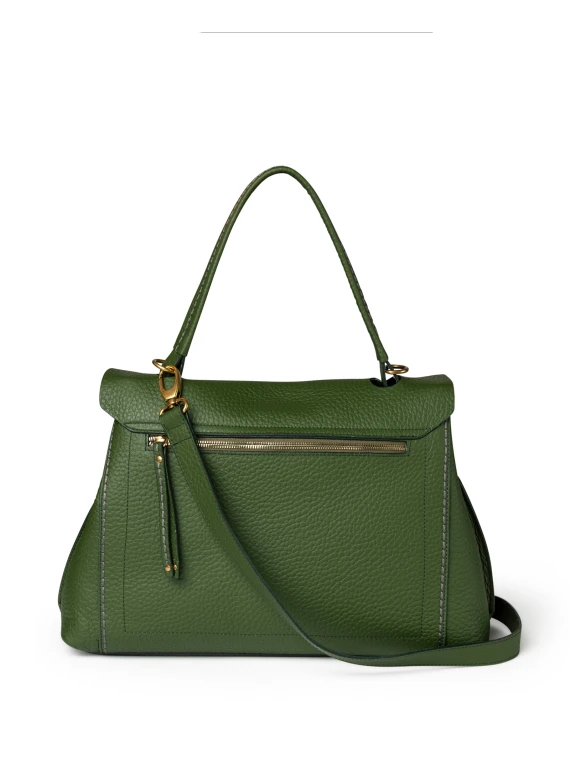 Extra Large Emerald Leather Shoulder Bag