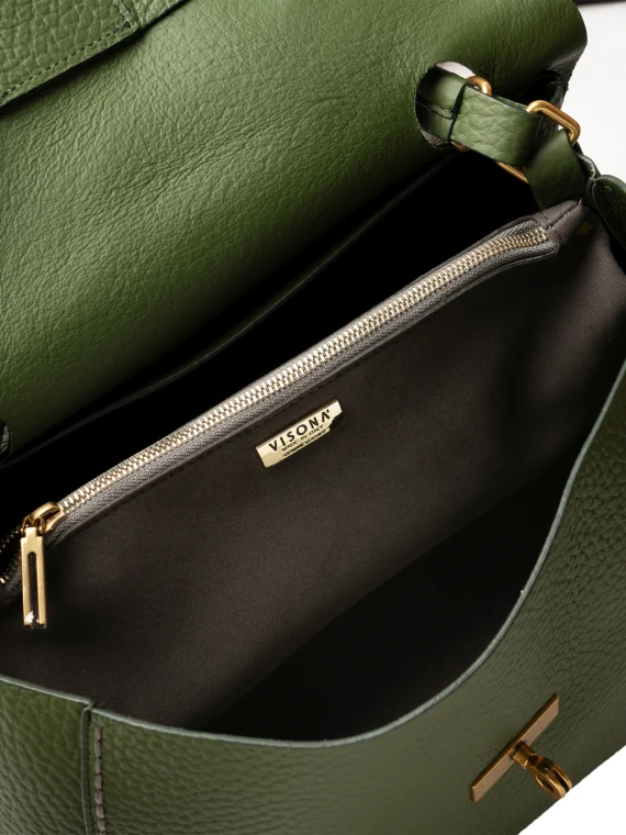 Extra Large Emerald Leather Shoulder Bag