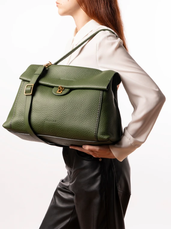 Extra Large Emerald Leather Shoulder Bag
