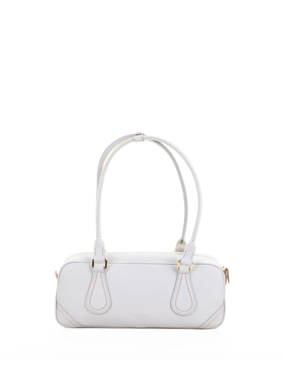 Borsa bauletto bianca in pelle
