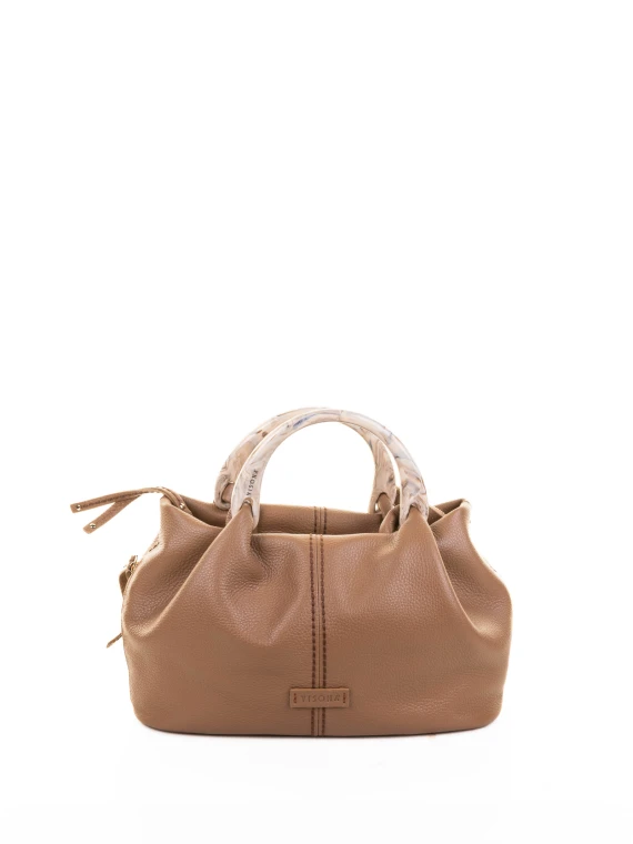 Borsa doppio manico in osso in pelle marrone