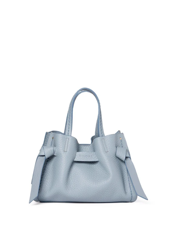 Borsa doppio manico celeste in pelle