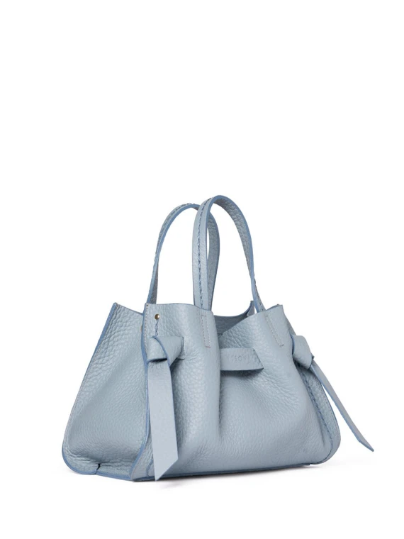 Double handle light blue leather bag