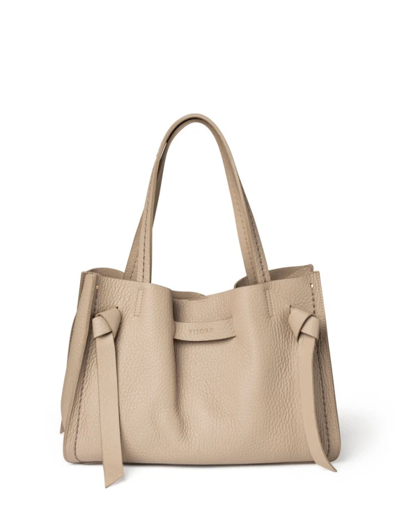 Shopping bag beige in pelle