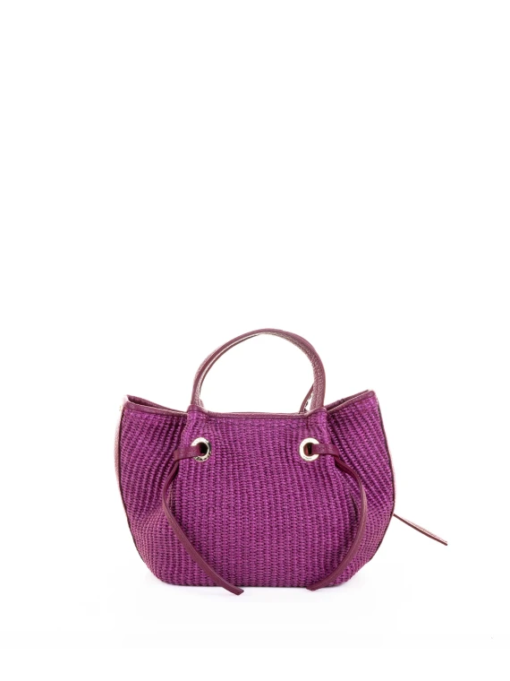 Shopping bag orchidea in pelle e paglia