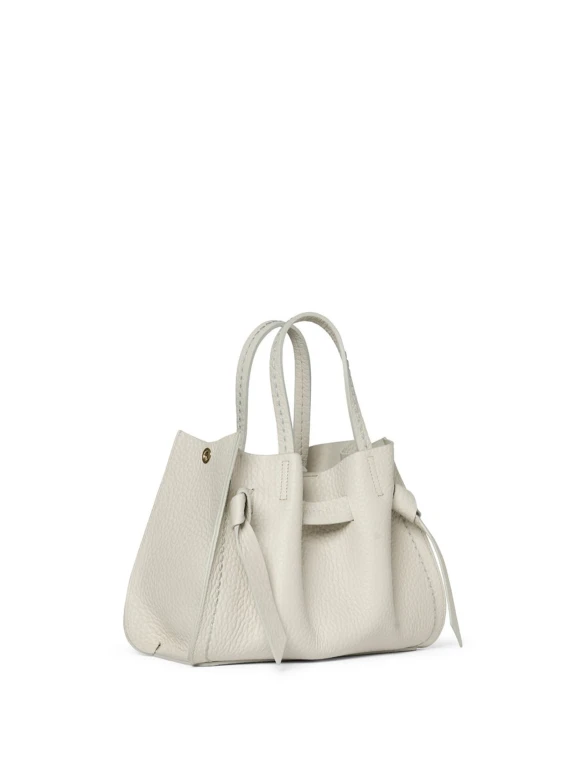 Double handle ivory leather bag
