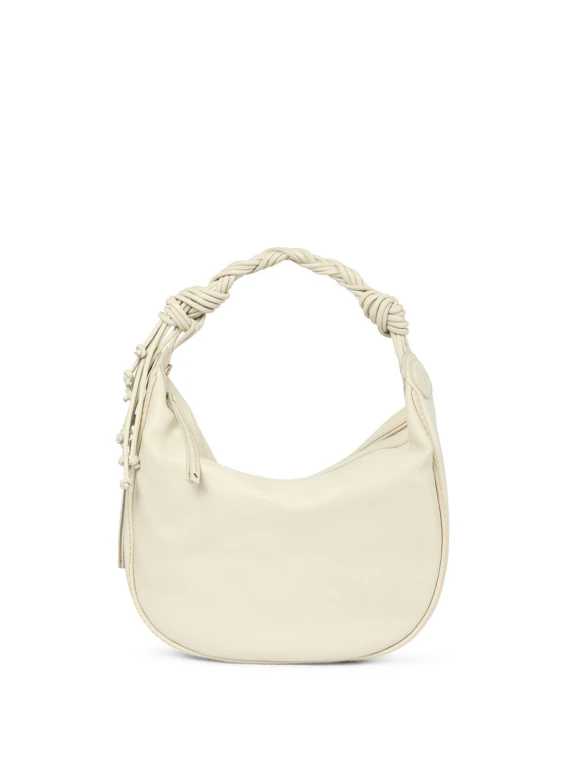 Borsa a spalla bianca in pelle