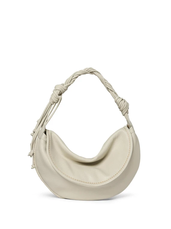 Borsa a spalla bianco latte in pelle