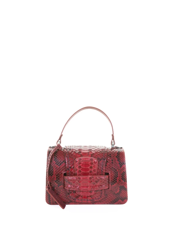 Borsa a mano pitone rosso con tracolla