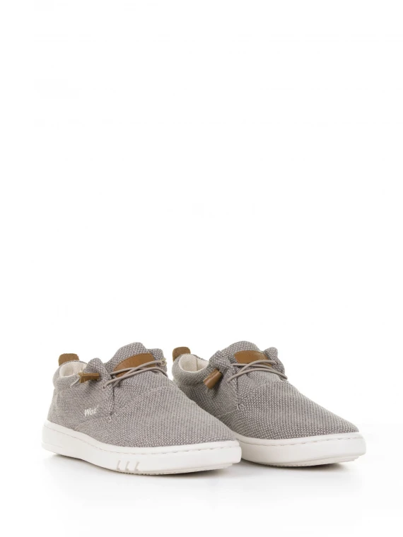 Taupe fabric boat shoe