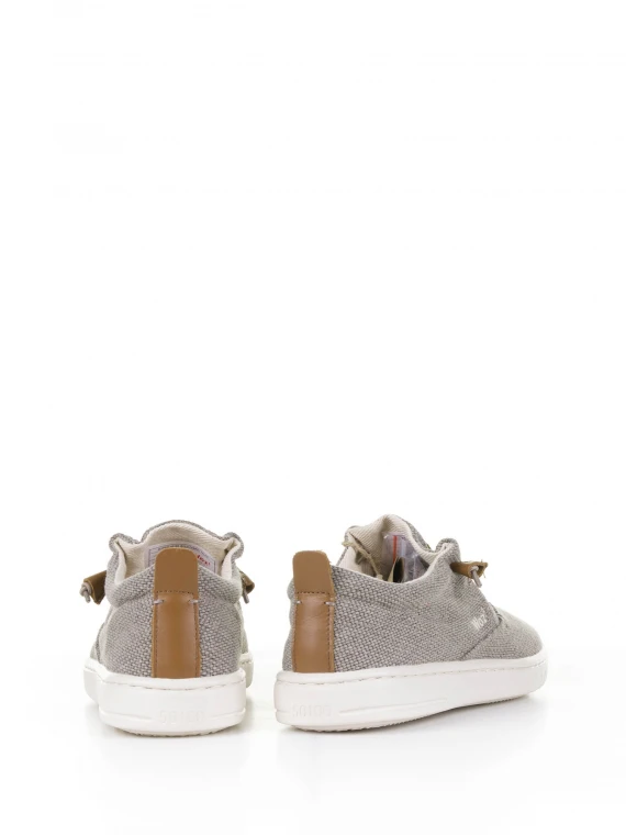 Taupe fabric boat shoe