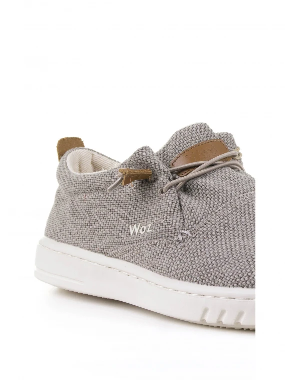 Taupe fabric boat shoe