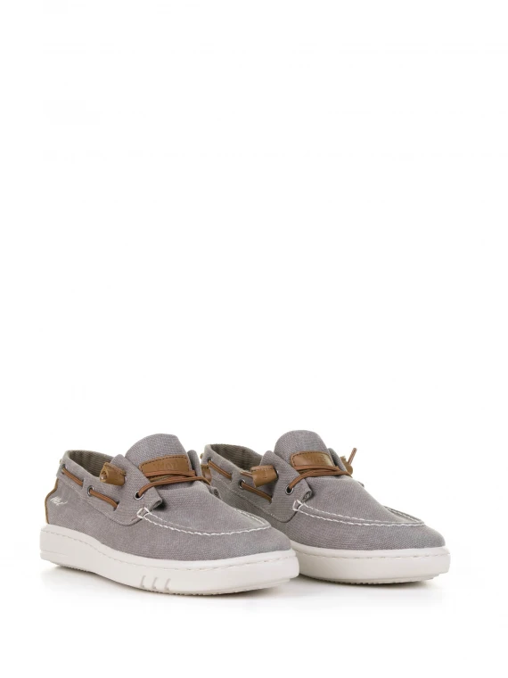 Gray fabric boat shoe