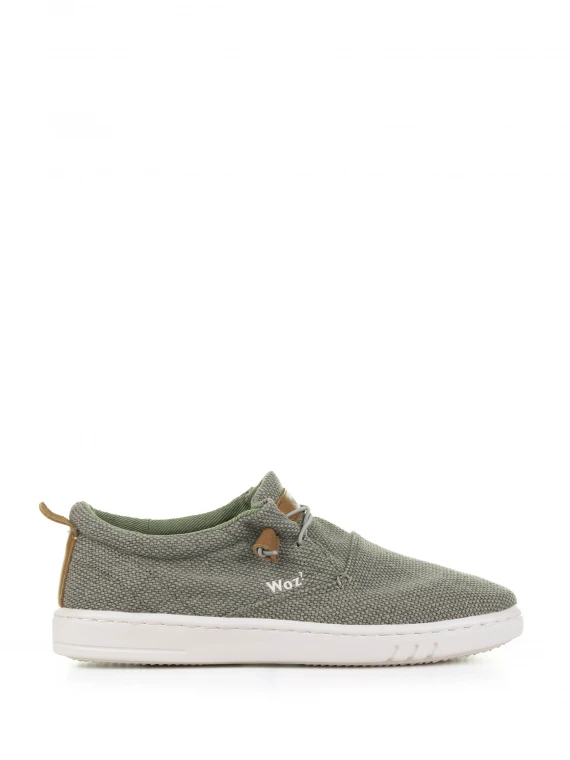 Green fabric boat shoe