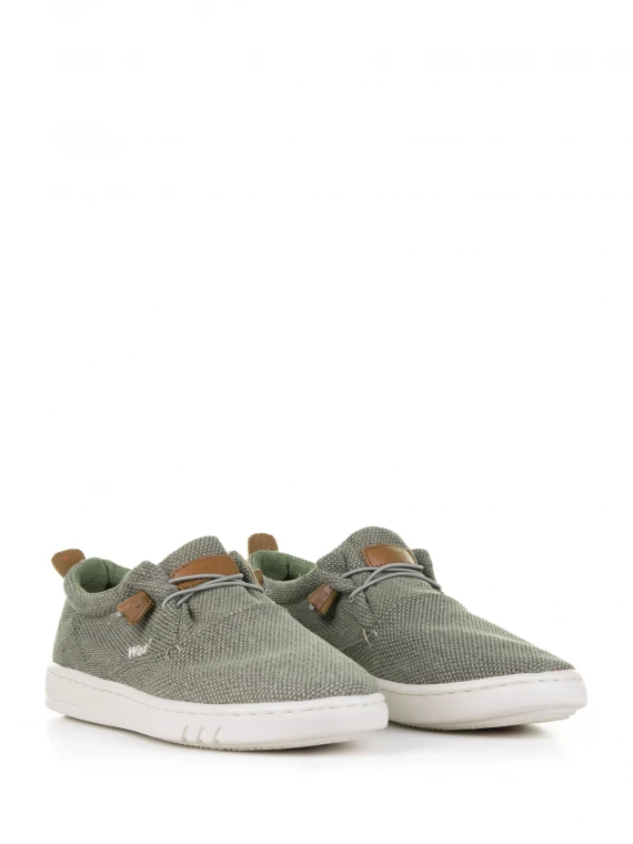 Green fabric boat shoe