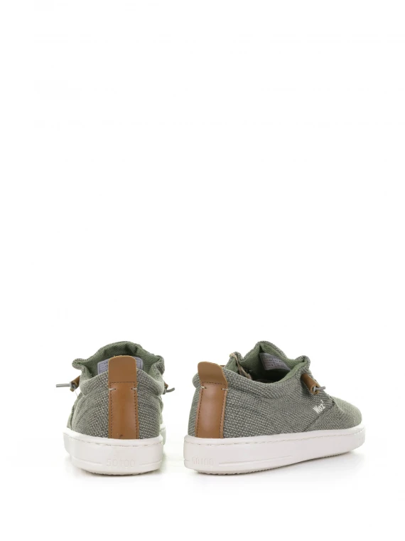 Green fabric boat shoe