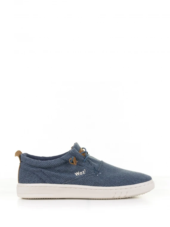 Blue fabric boat shoe