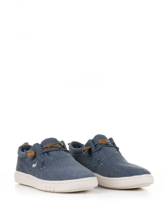 Blue fabric boat shoe