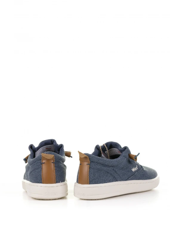 Blue fabric boat shoe